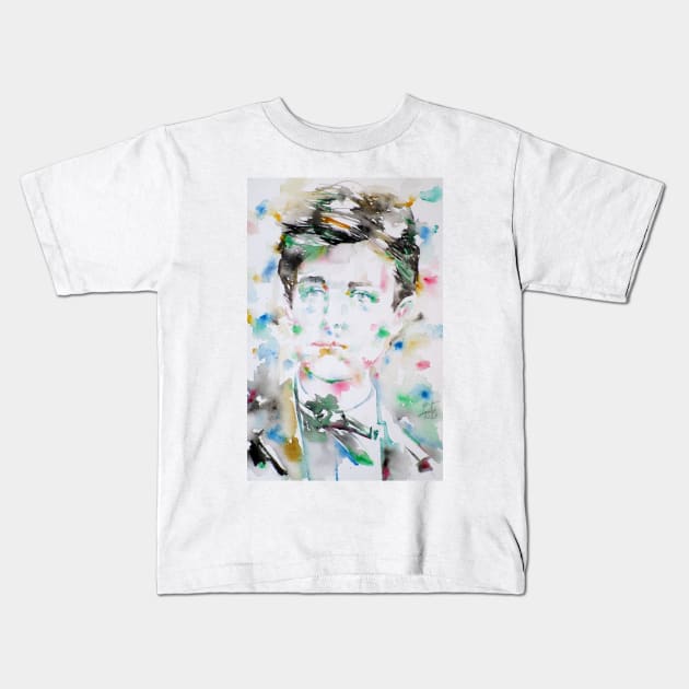 ARTHUR RIMBAUD watercolor portrait .3 Kids T-Shirt by lautir